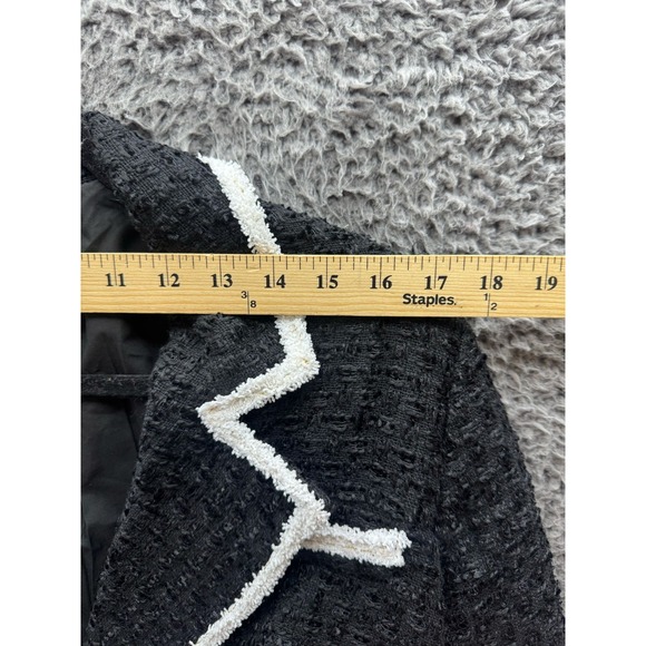 NWT Aqua Double Breasted Tweed Tipped Trim Blazer Black Womens Size S - Picture 7 of 12